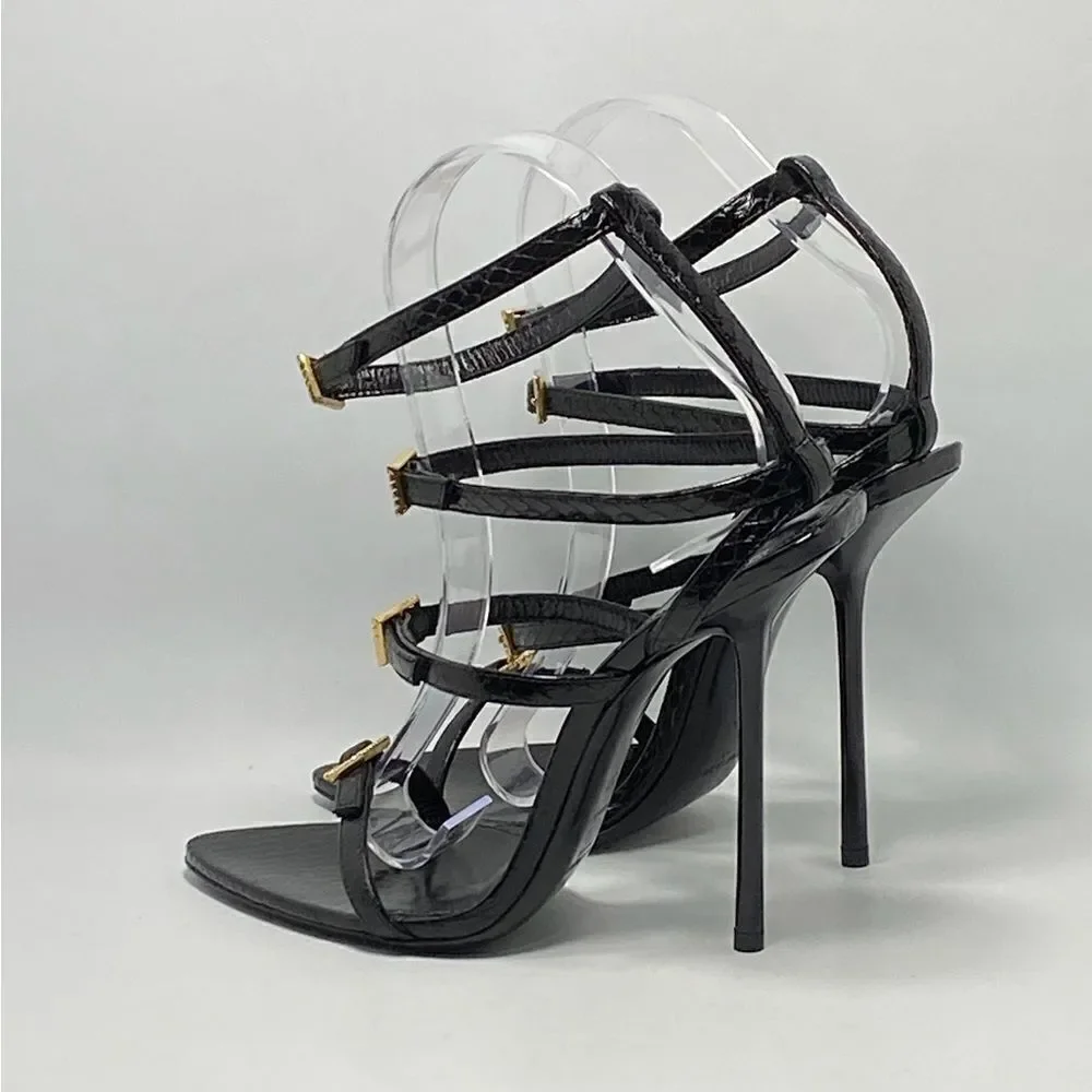 Saint Laurent Nuit Sandals In Lacquered Ayers size 37